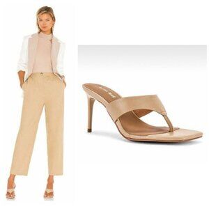 Alias Mae Indi Mule Heel in Natural Nude Square Toe Thong Sandal Women's Size 37